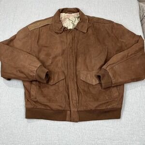 Vintage Greg Bell Jacket Mens Large Leather Bomber Map Lining‎ Made Korea 90s
